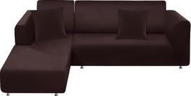 BT.WA L formos sofos užvalkalas, 2 dalys, minkštas elastingas sofos užvalkalas, baldų apsauga, sofos užvalkalas su 2 pagalvės užvalkalais (sofa, 3 vietų + 3 vietų, kavos spalvos)