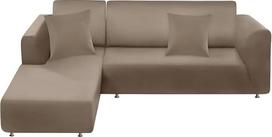 BT.WA L formos sofos užvalkalas, 2 dalys, minkštas elastingas sofos užvalkalas, baldų apsauga, sofos užvalkalas su 2 pagalvės užvalkalais (sofa, 3 vietų + 3 vietų, šviesiai ruda)