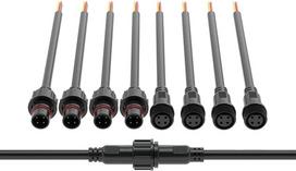 BTF-LIGHTING 4 kontaktų vandeniui atspari elektros jungtis, 20 AWG, IP65 | Vyriška lizdinė jungtis, 7,87 colių / 20 cm ilgio prailginimo kabelis, skirtas naudoti patalpose ir lauke, LED juostelėms / šviesos juostelėms, 22 mm veržlė, didelio dydžio, 5 poro