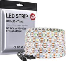 BTF-LIGHTING 5050 RGB LED juosta su WS2812B mikroschema, 24 V nuolatinė srovė, 5 m, 60 LED/m, 300 pikselių