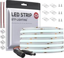BTF-LIGHTING FCOB COB Cool White 6000K Lanksti didelio tankio šviesa Dimmable LED juosta CRI90 + 10M 528LEDs/m DC24V 14W/M 10 mm pločio lanksti FOB LED juosta DIY interjero apšvietimo projektams