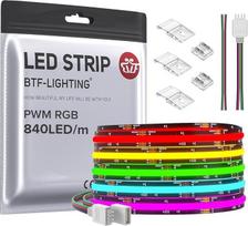 BTF-LIGHTING FCOB COB RGB didelio tankio šviesumo tolygiai pjaunama LED juosta 5 m 840LED/M DC24V IP30 ne vandeniui atspari įvairiaspalvė virtuvės spintelėms (maitinimo šaltinis ir valdiklis neįtraukti)