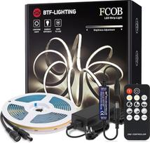 BTF-LIGHTING FCOB COB rinkinys, LED juosta, natūrali balta spalva, 4000 K, 5 m, 360 LED/m | Lanksti, didelio tankio, 8 mm pločio, su RF14 mygtukais, reguliuojamo ryškumo, CRI 90+ LED juosta, skirta namų interjerui, savarankiškam montavimui, su kintamosios