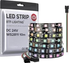 BTF-LIGHTING WS2811 DC24V 10 m adresuojama RGB LED juosta su juoda spausdintine plokšte