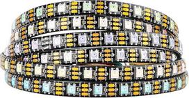BTF-LIGHTING WS2812B LED juosta, 5 m ilgio, 60 LED / pikselių / m, 300 LED, juoda RGB PCB juosta su 5050 SMD LED, atspari vandeniui IP65