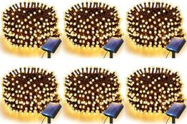 btfarm 6 vnt. saulės energija maitinamų lauko girliandų rinkinys, 6 m, 60 LED, IP65 atsparumas vandeniui, saulės energija maitinamos lauko girliandos, atsparios oro sąlygoms, 8 režimai, skirtos sodui, balkonui, medžiui, terasai, Kalėdoms, kiemui | IP65 at