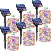 btfarm Saulės pasakų žibintai lauke, 6 x 15 m 150 m 150 LED saulės pasakų žibintai lauke, atsparūs oro sąlygoms 8 režimai IP65 Vandeniui atsparūs vario vielos pasakų žibintai lauke, skirti sodui, terasai, medžiui, kiemui, šaliai (spalvingi)