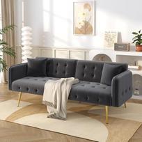 BTM maža svetainės sofa lova Sulankstoma sofa lova su miego funkcija Velveto užvalkalas Sofa lova Sofa lova 2 sėdimos vietos mažoms erdvėms Antikvarinė pilka