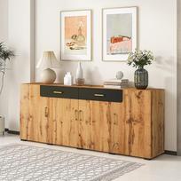 BTM virtuvės spintelė sandėliavimo spintelė 208 x 39,5 x 80 cm komoda su 4 durelėmis ir 2 stalčiais