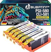 Bubprint 6 spausdintuvų kasetės, suderinamos su Canon PGI-580 CLI-581 XL Pixma TS8100 TS8150 TS8151 TS8152 TS8200 TS8250 TS8251 TS8252 TS8350 TS8351 TS8352 TS 912 0 915 0 9155 su mėlyna nuotrauka