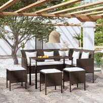 BULANED 5-TLG. L formos sofa su kišeniais, lauko sofa, Garten Loungemöbel, Gartensofa, Gartenlounge, Balkon Set Möbel, Poly Rattan Braun