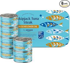 by Amazon 6 pakuotės tuno filė, pjaustyta saulėgrąžų aliejuje 195g