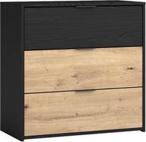 byLIVING Komoda Rimini/Melamino ąžuolas Juoda ir Artisan ąžuolas / 3 stalčiai / W 80 x H 80 x D 40 cm