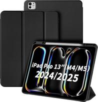 CACOE dėklas „iPad Pro“ 13 colių modeliui M5/M4 (2025/2024) su rašiklio laikikliu | Plonas apsauginis dėklas su atrama, lankstus TPU nugarinis dangtelis su automatine pažadinimo/miego funkcija, juodos spalvos