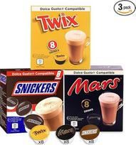 cafféluxe Mars, Twix + Snickers karšto šokolado kapsulės, suderinamos su Dolce Gusto - 24 kapsulės