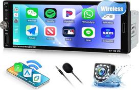 CAMECHO 1 DIN radijo imtuvas 6,9 colių belaidis "Carplay" HD IPS jutiklinis ekranas Bluetooth 5.2 automobilinis radijas su "Android Car FM Mirror Link EQ Sound vairo valdymas + atbulinės eigos kamera, C tipo USB jungtis