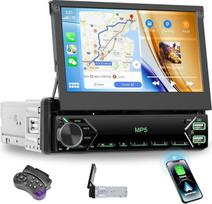 CAMECHO 1 DIN belaidis „CarPlay“ ir „Android Auto“ automobilinis ekranas, 7 colių automobilinis ekranas, vaizdo išėjimas / AUX-IN / FM / TF / „Mirror Link“ suderinamumas su „Android“ ir „iOS“, „Bluetooth“, laisvų rankų įranga