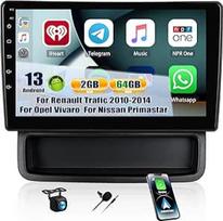 CAMECHO 2+64G 10 colių automobilinis radijas, skirtas "Renault Trafic 2010-2014" / "Opel Vivaro" / "Nissan Primastar", "Android 13" belaidis "Carplay" HD "Bluetooth" radijas su GPS "WiFi" "Android Car FM/RDS" + atbulinės eigos kamera Canbus