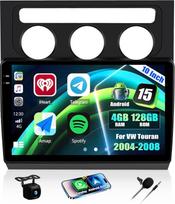 CAMECHO 4+128G 10 colių „Android 15“ automobilių radijas, skirtas „VW Touran“ (2004–2008 m.), su navigacija, „Bluetooth“, GPS, „Wi-Fi“, „CarPlay“, „Android“, RDS, FM, „MirrorLink“ ir atbulinės eigos kamera, „Incell“ jutikliniu ekranu bei HD raiška