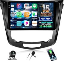 CAMECHO 4+64G 10 colių "Android 15" automobilinis radijas "Nissan Qashqai J11 X-Trail T32 2014-2018" su belaidžiu "Carplay" "Android" automobiliu, GPS navigacijos radijas su jutikliniu ekranu HD su "Bluetooth" WiFi RDS FM + atbuline eiga