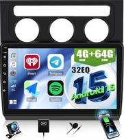 CAMECHO 4+64G 10 colių "Android 15" automobilinis radijas "VW Volkswagen Touran 2004-2008" su atbulinės eigos kamera, belaidis "Carplay" 2Din "Bluetooth" radijas su 32EQ FM RDS GPS WiFi "Android" automobilių veidrodžių jungtis + "Canbus