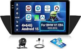 CAMECHO 4+64G Android 15 palydovinė navigacija Autoraido BMW X1 E84 2010-2016 su galinio vaizdo kamera, 10 colių belaidis Carplay Android automobilinis Bluetooth radijas su GPS WiFi FM/RDS Mirror Link + Canbus HD 1280 x 720