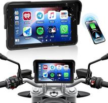 CAMECHO 5 colių motociklo "Carplay" navigacijos ekranas su belaidžiu "Carplay" "Android" automobiliu IP68 vandeniui atsparūs navigacijos įrenginiai, HD jutiklinis ekranas su "Bluetooth", skirtas motociklams 12 V su "Android Cast