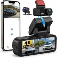 CAMECHO automobilio priekinė galinė 4K + 2K, dvigubos kameros sistema su ADAS ir 24/7 parkavimo stebėjimu, priekinė 150° ir galinė 120° plataus kampo, 3,16 colių IPS ekranas, GPS, įrašymas kilpa, ypač geras naktinis matymas, G jutiklis, "WiFi