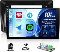 CAMECHO „CarPlay“ automobilių radijas, 10 colių, skirtas „Renault Trafic“ (2001–2010 m.), „Opel Vivaro“ (2006–2010 m.) ir „Nissan Primastar“ (2006–2014 m.) modeliams, su „Android Car“, FM, RDS, DSP, „Bluetooth“ ir valdymu per vairą, atbulinės eigos funkci