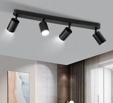 CANMEIJIA LED lubų prožektorius GU10 lubų apšvietimas 4 lemputės Stačiakampio formos lempa Gyvenamasis kambarys Pasukamas 350° lubų apšvietimas, tinkamas svetainei / virtuvei / prieškambariui Juoda (lemputė neįtraukta)