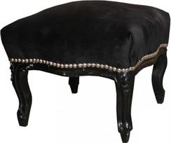Casa Padrino Baroque Footstool Medium Black/Black Antikvarinio stiliaus baldų taburetė