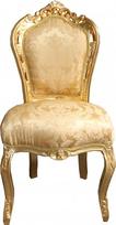 Casa Padrino Baroko valgomojo kėdė Gold Flower Pattern / Gold without Armrests - Antikvariniai baldai