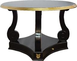 Casa-Padrino Baroque valgomojo stalas apvalus juodas/auksinis raudonmedis 120 cm - Stalas