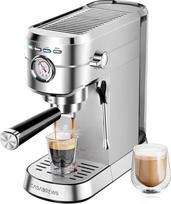 CASABREWS Espresso kavos aparatas su 20 barų filtru, nerūdijančio plieno espreso aparatas su profesionaliu pieno putotuvu, nedidelis kavos aparatas kapučino, latte ir macchiato kavai, 1 l vandens rezervuaras, sidabrinės spalvos