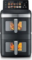 CASO „AirFry Duo Tower“ dviguba karšto oro keptuvė, „AirFryer“, 12,4 l (2 × 6,2 l), vertikalioji, atskirai reguliuojama, 40–200 °C, be PFAS keraminė danga, tinka plauti indaplovėje, 10 programų