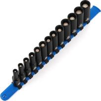 CASOMAN CR-MO 3/8 colio pavaros magnetinių smūginių raktų galvučių rinkinys, giluminės, 6-kampės, metrinės, nuo 7 mm iki 19 mm, 13 vnt.