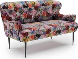CAVADORE Amba 2 vietų virtuvės sofa, madingas suolas virtuvei ar valgomajam, 153 x 97 x 87 cm, žakardinis plokščias audimas: Gėlių raudona