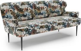 CAVADORE „Amba“ 3-vietė virtuvės sofa, madinga suolelė virtuvėje ar valgomojoje, 193 x 97 x 87 cm, žakardo plokščiasis audinys: gėlių motyvas, mėlyna