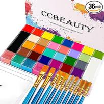 CCbeauty Kūno tapyba 36 spalvų veido dažai Profesionalus teatro makiažas Aliejumi pagrįstas netoksiškas makiažas Paletė Helovinas Kūno menas Šalis Makiažas