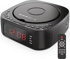 CD grotuvas-žadintuvas su nuotolinio valdymo pultu, reguliuojamu LED ekranu, USB įkrovikliu ir ekrano ryškumo reguliavimo funkcija, skirtas miegamajam; dvigubas žadintuvas su pasirinktinu garso signalu, skirtas rašomajam stalui (ES kištukas)