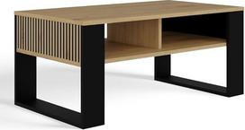 CDF modernus kavos staliukas 2P | Spalva: Ąžuolas Artisan Black | Modernus suoliukas svetainei, kambariui, biurui | Forma: Kvadratinis stačiakampis | Lentyna smulkiems daiktams, laikraščiams, žurnalams ar knygoms