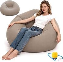 CEWROM Oro sofa "Lazy No Bean Bag", pripučiamas pupų maišas, pripučiama sofa, plaunama gyvenamasis kambarys denio kėdė miegamasis, labai minkštas pupų maišas vaikams ir suaugusiesiems (rudos spalvos)