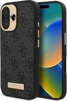 CG MOBILE „Guess“ GUHMP16MU4GPRK dėklas „iPhone 16 Plus“ (6,7 colio) – juodas kietas dėklas su „4G“ logotipo plokštele