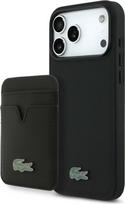 CG MOBILE „Lacoste“ dėklo ir piniginės rinkinys „Iconic Petit Pique“, suderinamas su „MagSafe“ technologija, skirtas „iPhone 17 Pro Max“ (juodas)