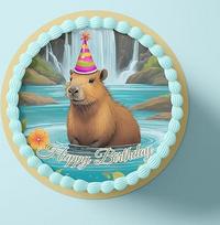 CGD - Valgomasis fondantas arba vaflinio popieriaus torto viršūnėlės - puikiai tinka kapibarų mylėtojams - dekoratyvinis torto viršūnėlė gimtadieniui, vakarėliui ir ypatingoms progoms (fondantas)