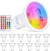 ChangM LED GU10 lempa RGB + šilta balta spalva, keičianti spalvą, 6 W, 540 LM, reguliuojama, su nuotolinio valdymo pulteliu 50 W halogeninių lempų ekvivalentas (12 vnt.)