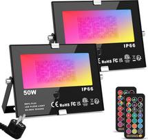ChangM RGB LED prožektorius lauko su nuotolinio valdymo pulteliu Objektų apšvietimas Pakuotė iš 2 50 W LED prožektorius IP66 Vandeniui atsparus prožektorius Sodo nuotaikos žibintai