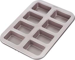 CHEFMADE Brownie Cake Pan, 8 ertmių neprilimpanti stačiakampė keksiukų kepimo forma, skirta kepti orkaitėje (šampano aukso spalvos)