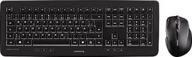 CHERRY DW 5100 belaidės klaviatūros pelės rinkinys, šveicariškas išdėstymas (QWERTZ), 2,4 GHz belaidis ryšys, "Plug & Play", ergonomiška dešiniarankė pelė, maitinama iš baterijos, juoda