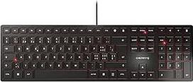 CHERRY KC 6000 SLIM, itin plono dizaino klaviatūra, šveicariško išdėstymo (QWERTZ), laidinė (USB-A prievadas), tylūs klavišai, patvarios etiketės, juoda
